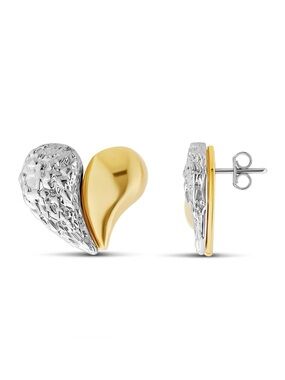 NWT SHYMI Two Tone Statement Heart Stud Earrings